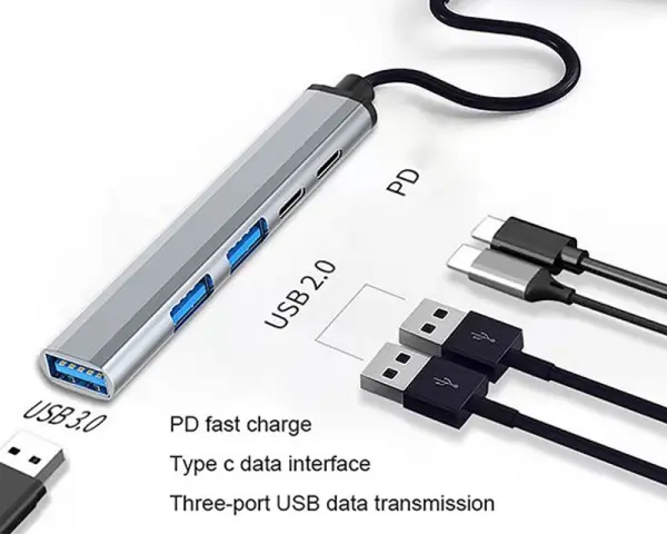 FAST ASIA Adapter USB 3.1 tip-C na 3xHUB 3.0+TIP C+ PD