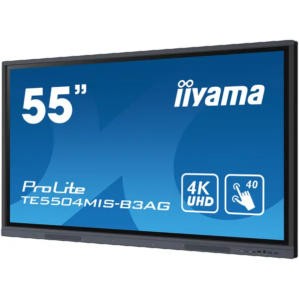 IIYAMA 55'' iiWare9 , 40-Points Touch Screen with zero bonding, 3840x2160, UHD IPS panel, Metal Housing, Fan-less, Speakers, VGA, HDMI 3x, U