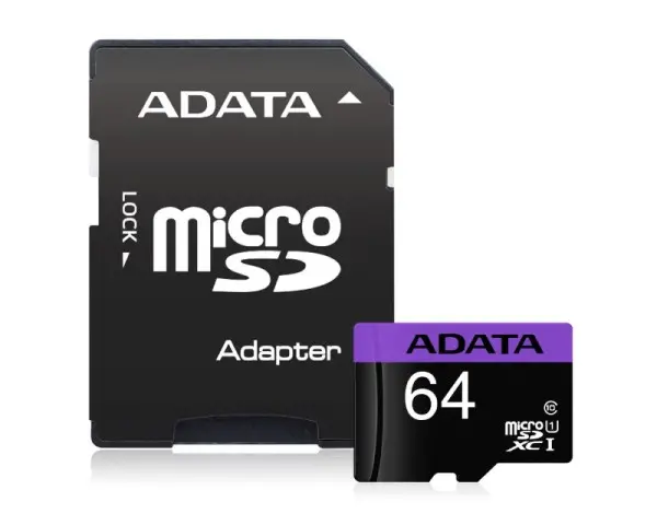 A-DATA UHS-I MicroSDXC 64GB class 10 + adapter AUSDX64GUICL10-PA1