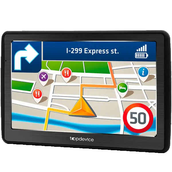 Topdevice GPS Navigator 770, 7'' (800*480) TN display, WinCE 6.0, 800MHz Mstar MSB2531 Cortex A7, 128MB DDR, 8GB Flash, 1500mAh battery, col
