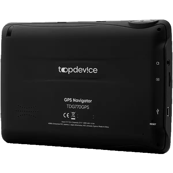 Topdevice GPS Navigator 770, 7'' (800*480) TN display, WinCE 6.0, 800MHz Mstar MSB2531 Cortex A7, 128MB DDR, 8GB Flash, 1500mAh battery, col