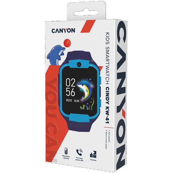Kids smartwatch Canyon Cindy KW-41, 1.69''IPS colorful screen 240*280, ASR3603C, Nano SIM card, 192+128MB, GSM(B3B8), LTE(B1.2.3.5.7.8.20) 6 (3)