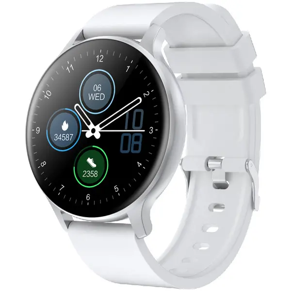 Smartwatch, Realtek 8762CK, 1.28''TFT 240x240px; RAM : 160KB,  Lithium-ion polymer battery, 3.7V 190mAh Include, Silver Zinc alloy middle fr