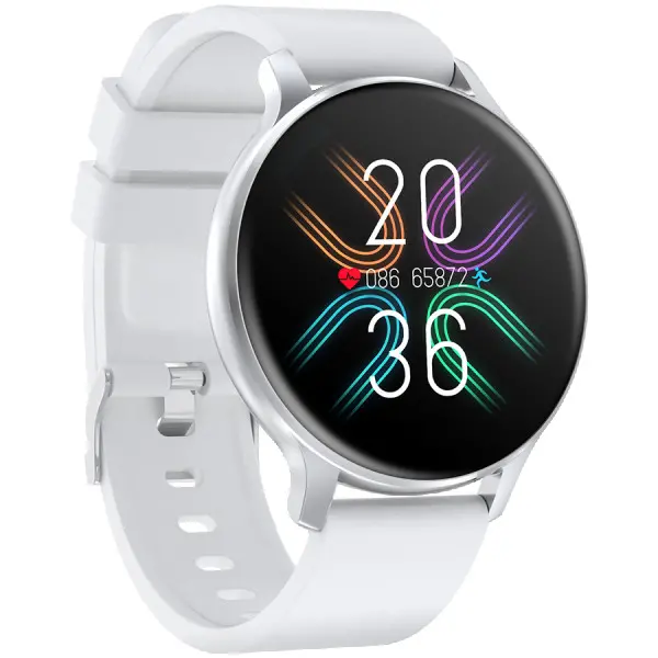Smartwatch, Realtek 8762CK, 1.28''TFT 240x240px; RAM : 160KB,  Lithium-ion polymer battery, 3.7V 190mAh Include, Silver Zinc alloy middle fr