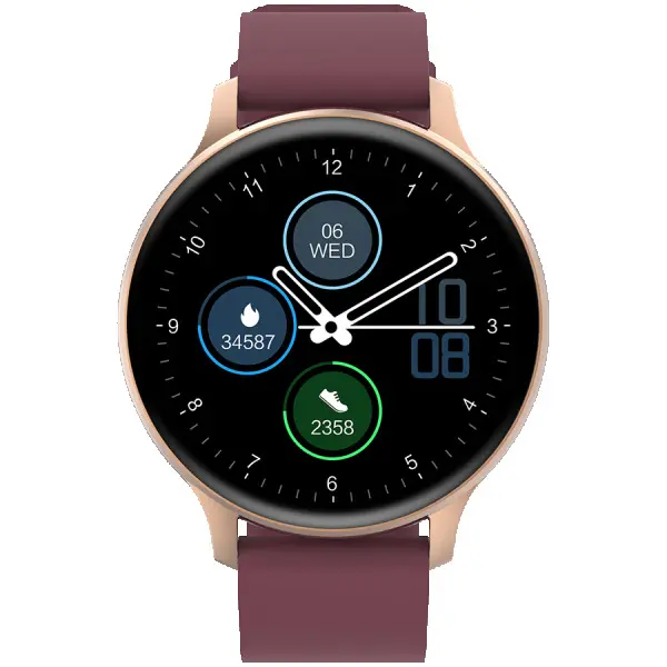 Smartwatch, Realtek 8762CK, 1.28''TFT 240x240px; RAM : 160KB,  Lithium-ion polymer battery, 3.7V 190mAh Include, Golden Zinc alloy middle fr