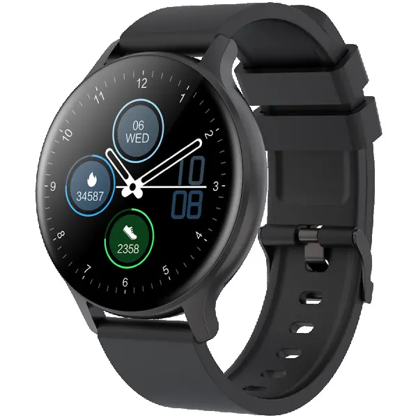 Smartwatch, Realtek 8762CK, 1.28''TFT 240x240px; RAM : 160KB,  Lithium-ion polymer battery, 3.7V 190mAh Include, Black Zinc alloy middle fra