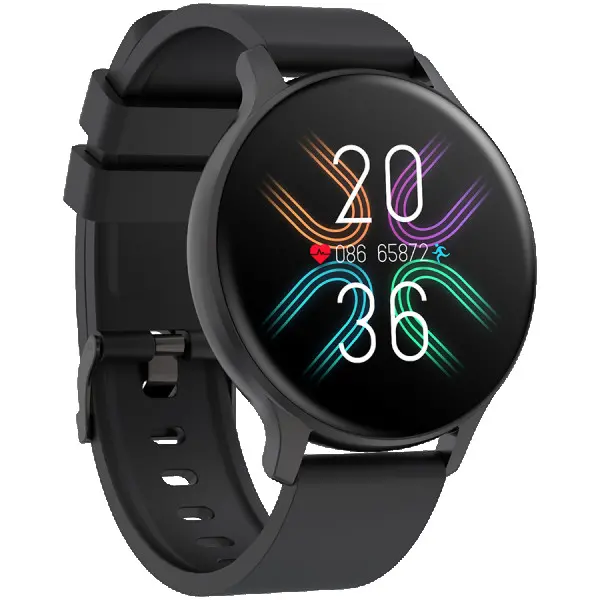 Smartwatch, Realtek 8762CK, 1.28''TFT 240x240px; RAM : 160KB,  Lithium-ion polymer battery, 3.7V 190mAh Include, Black Zinc alloy middle fra