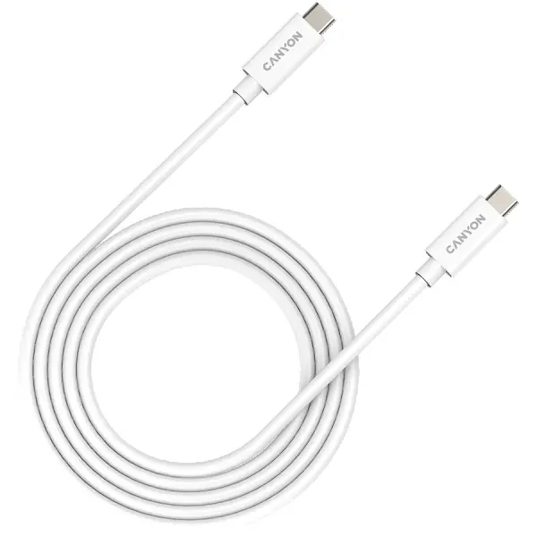 CANYON, U4-CC-5A2M-E, USB4 TYPE-C to TYPE-C cable assembly 20G 2m 5A 240W(ERP) with E-MARK, CE, ROHS, white ( CNS-USBC42W ) 