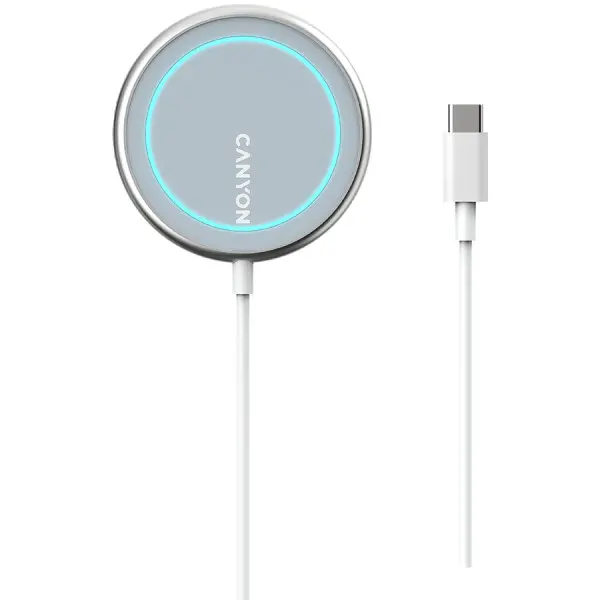 CANYON WS-100 Wireless charger, Input 9V2A, 9V2.7A, 12V2A, Output 15W10W7.5W5W, Type c cable length 1.5m, Acrylic surface+Aluminium alloy e
