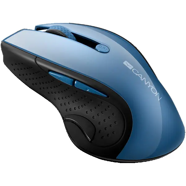 CANYON MW-01 2.4GHz wireless mouse with 6 buttons, optical tracking - blue LED, DPI 100012001600, Blue Gray pearl glossy, 113x71x39.5mm, 0.