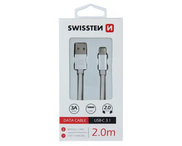 SWISSTEN USB na USB-C kabl 2.0 m (Siva)