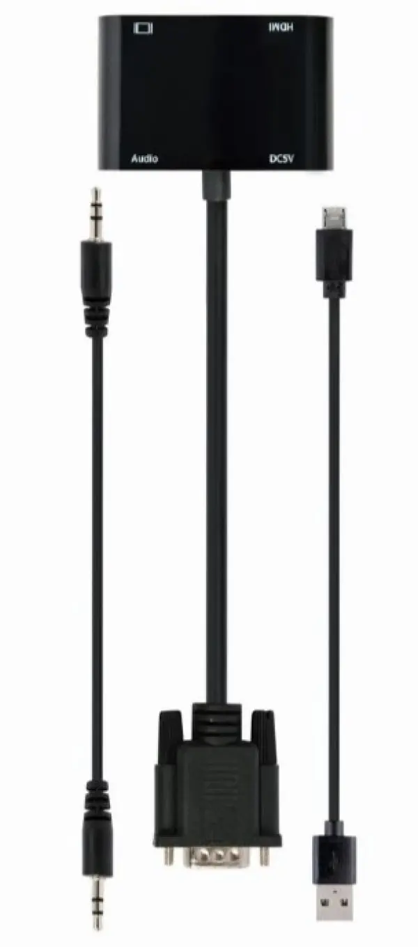 A-VGA-HDMI-02 Gembird VGA to HDMI + VGA adapter cable, 0.15 m, black