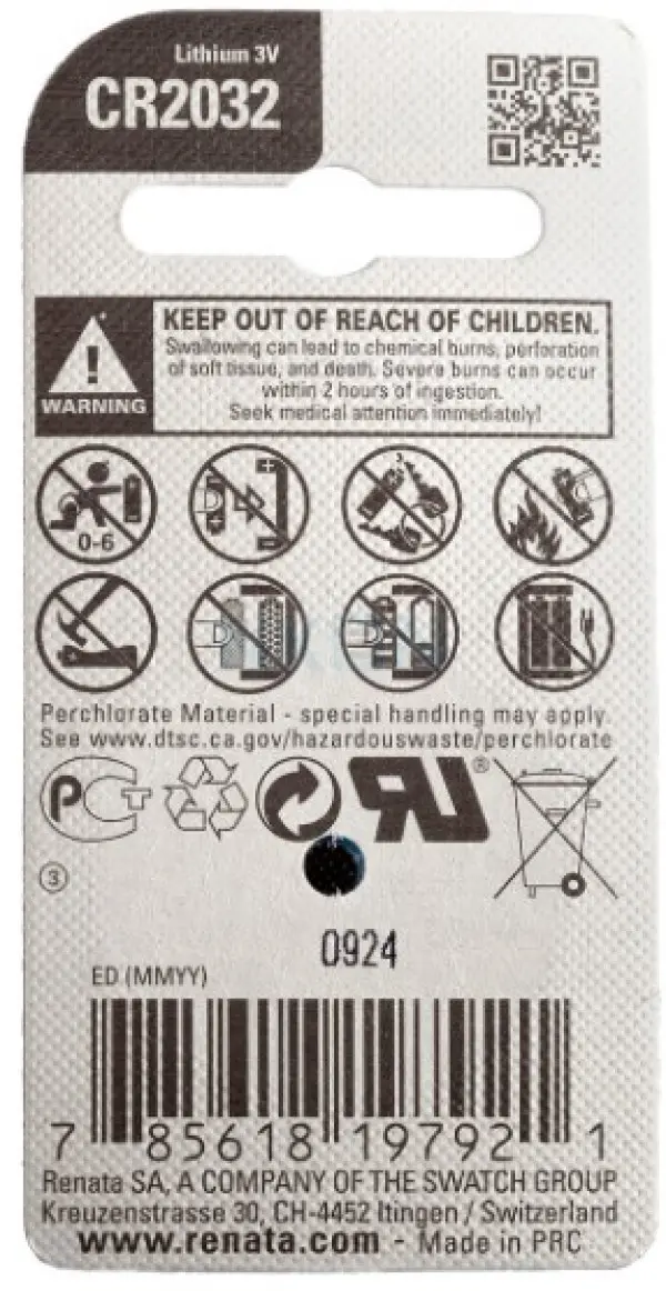 Renata baterija CR 2032 3V Litijum baterija dugme, Pakovanje 1kom