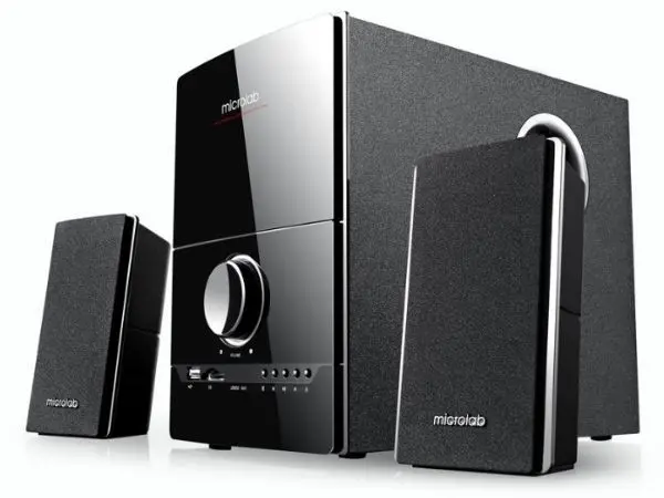 Microlab M-500U Aktivni drveni zvucnici 2.1 40W RMS(16W,2x12W) 3.5mm, USB, SD