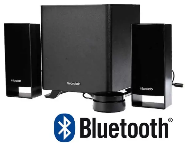 Microlab M-600BT Aktivni drveni zvucnici 2.1 40W RMS(16W,2x12W) BLUETOOTH k-daljinski, 3.5mm CRNI