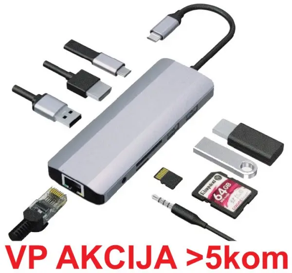 A-CM-COMBO9-03 ** Gembird USB Type-C 9-in-1 multi-port adapter USB USB-C+HUB+HDMI+PD+card rea (2023)