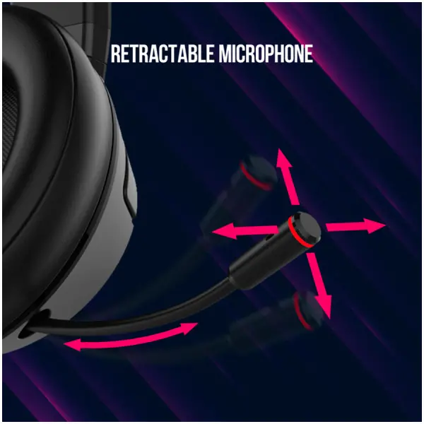 Lorgar gaming bluetooth headset with microphone, BT 5.3 JL7006, battery 1000mAh, type-C charging cable 0.8m, audio cable 1.5m, size:195*185