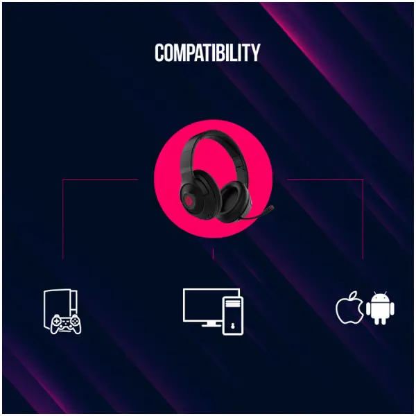 Lorgar gaming bluetooth headset with microphone, BT 5.3 JL7006, battery 1000mAh, type-C charging cable 0.8m, audio cable 1.5m, size:195*185