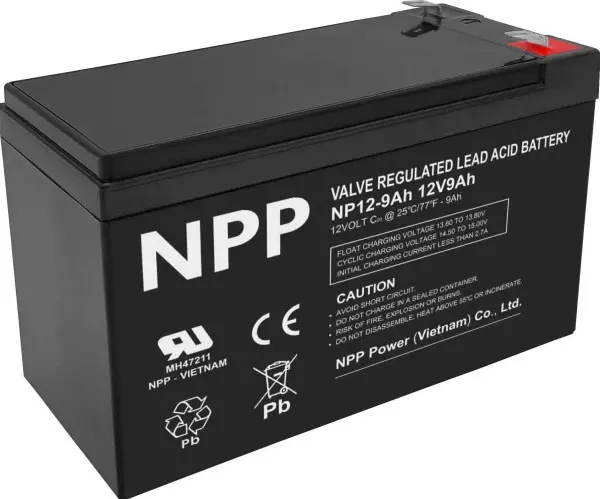 NPP NP12V-9Ah, AGM BATTERY, C20=9AH, T1, 151x65x94x100, 2,5KG, BLACK