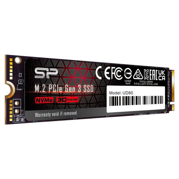 M.2 NVMe 250GB SSD, UD80, PCIe Gen 3x4, 3D NAND, Read up to 3,400 MB/s, Write up to 3,000 MB/s (single sided), 2280 ( SP250GBP34UD8005 ) 