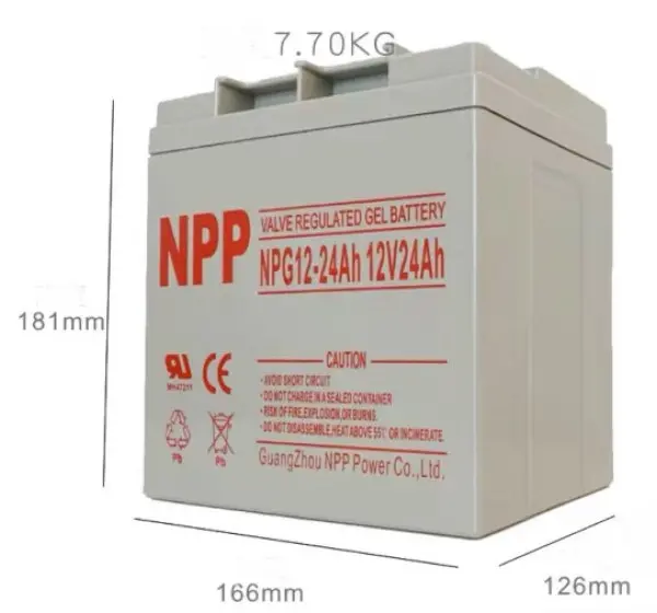 NPP NPG12V-24Ah, GEL BATTERY, C20=24AH, T14, 166x126x174x181, 7,6KG, Light grey