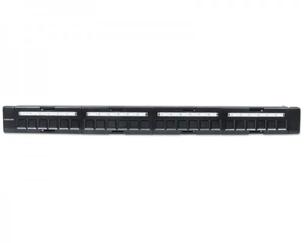 INTELLINET Patch Panel 19'' blank 24-Port 1U with cable managment crni