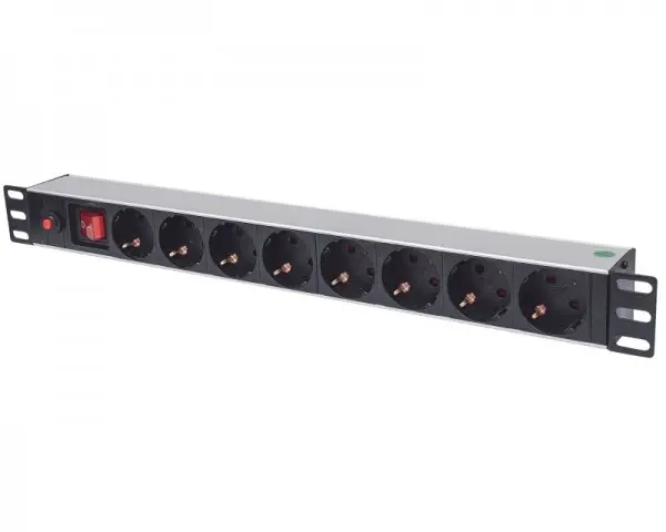 INTELLINET 19'' Power Strip 8-Sockets German type produzni kabl sa zastitom  crni