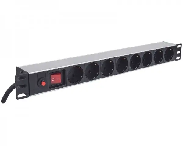 INTELLINET 19'' Power Strip 8-Sockets German type produzni kabl sa zastitom  crni