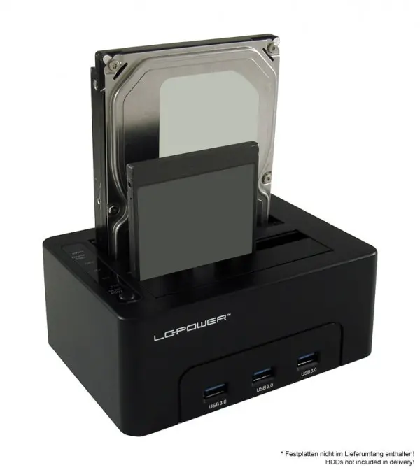 HDD D. Station dual bay LC-DOCK-U3-HUB 2xSSDHDD, Black ,3x USB3.0 HUB