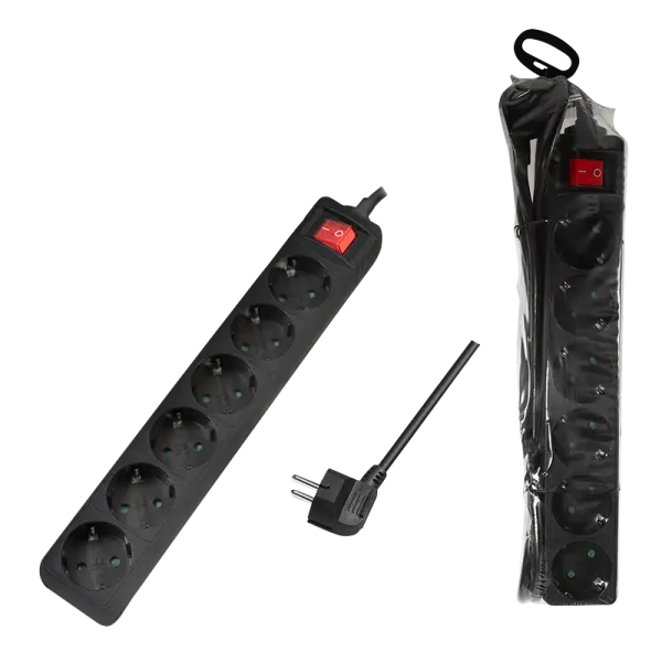 Logilink produžni kabl 6 mesta, prekidač, 1.5m, crni