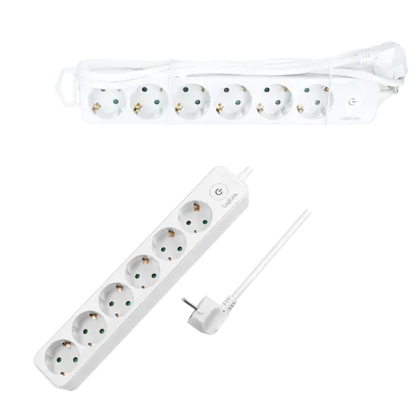 Logilink produžni kabl 6 mesta, prekidač, 1.5m, beli