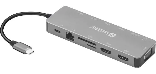 Docking station Sandberg 13in1 USB-C - 2xHDMIVGALAN3xUSB 3.0USB C 136-45