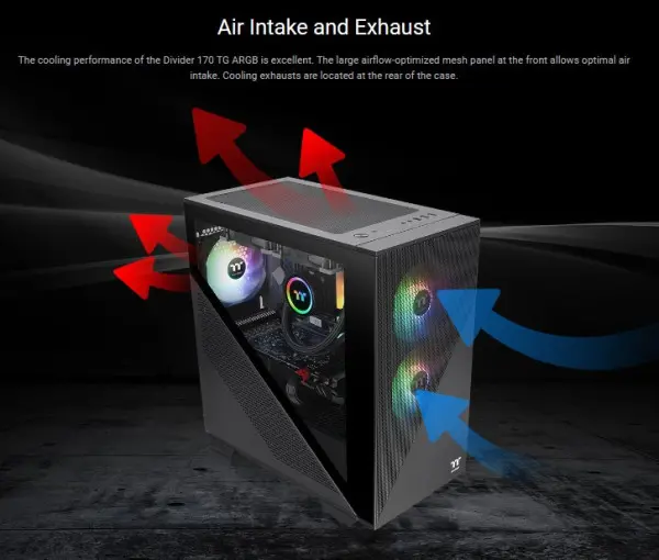Kućište Thermaltake Divider 170 TG ARGB x2BlackWinSPCCTemperedGlass