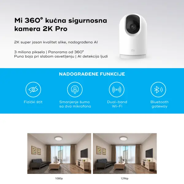 Sigurnosna kamera XIAOMI Mi 360 Home Security Camera 2K ProBela' ( 'BHR4193GL' ) 