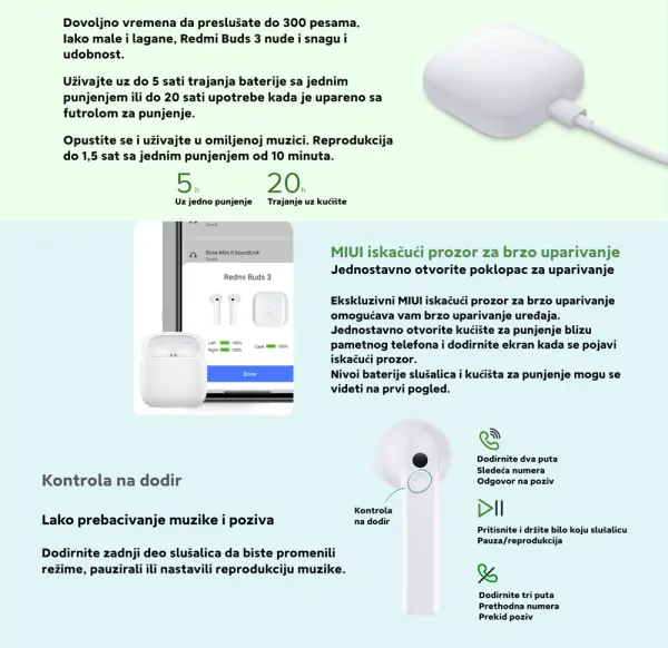 XIAOMI Redmi Buds 3 slusalice bele
