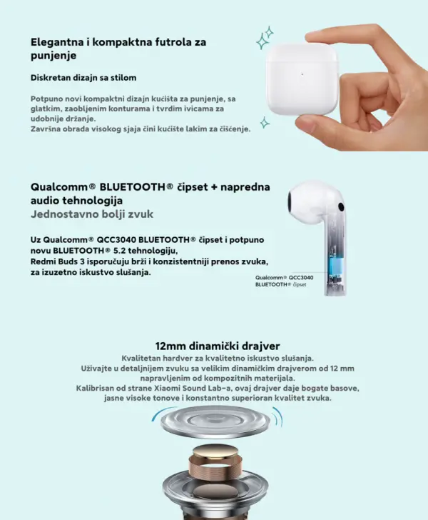 XIAOMI Redmi Buds 3 slusalice bele