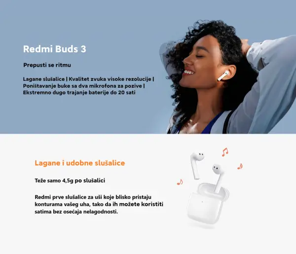 XIAOMI Redmi Buds 3 slusalice bele