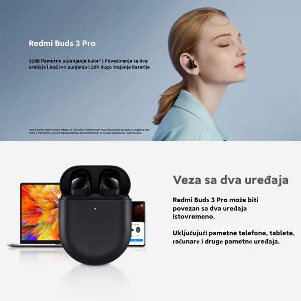 XIAOMI Redmi Buds 3 Pro slusalice crne