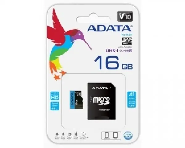 A-DATA UHS-I MicroSDHC 16GB class 10 + adapter AUSDH16GUICL10A1-RA1