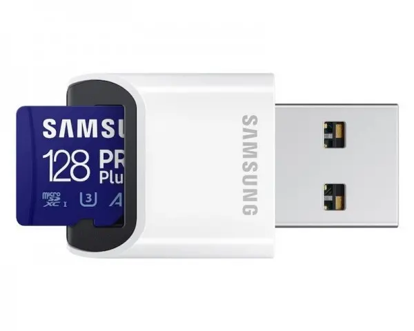SAMSUNG PRO PLUS MicroSDXC 128GB U3 + Card Reader MB-MD128KB
