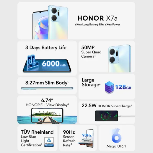 Mobilni telefon Honor X7a 4128GB Blue