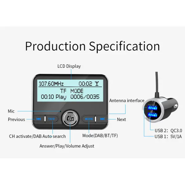 FM transmiter DAB002 crni