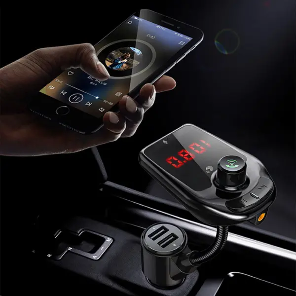 FM transmiter D5 USB TF Bluetooth 5.0 12-24V handsfree crni