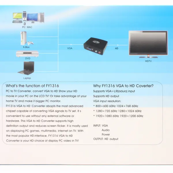 Adapter Box VGA na HDMI JWD-H1