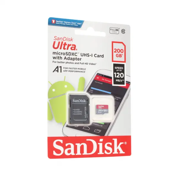 Mem. Kartica SanDisk SDHC 200GB Ultra Micro 120MB/s A1 Class 10 UHS-i sa adapterom