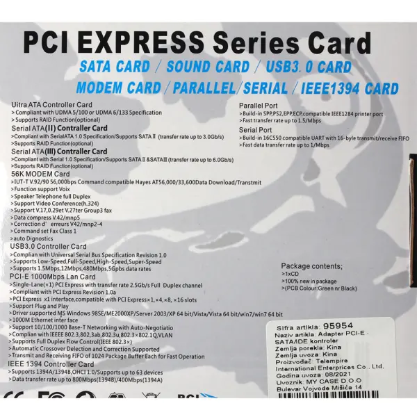 Adapter PCI-E - SATA/IDE kontroler