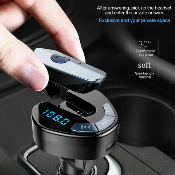 FM transmiter V8 USB TF Bluetooth 5.0 12-24V handsfree crni