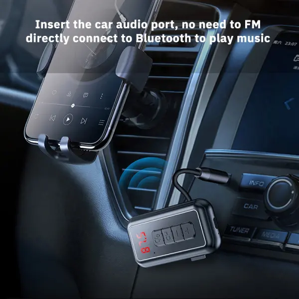 FM transmiter Y4 USB TF Bluetooth 5.0, call ID, modlularni,  handsfree crni