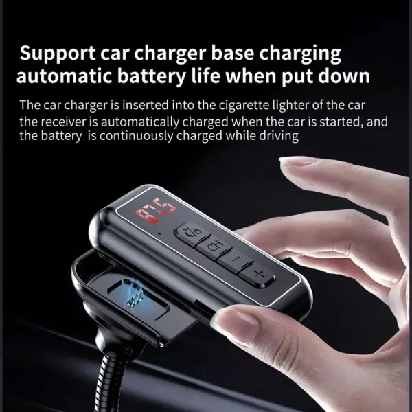 FM transmiter Y4 USB TF Bluetooth 5.0, call ID, modlularni,  handsfree crni