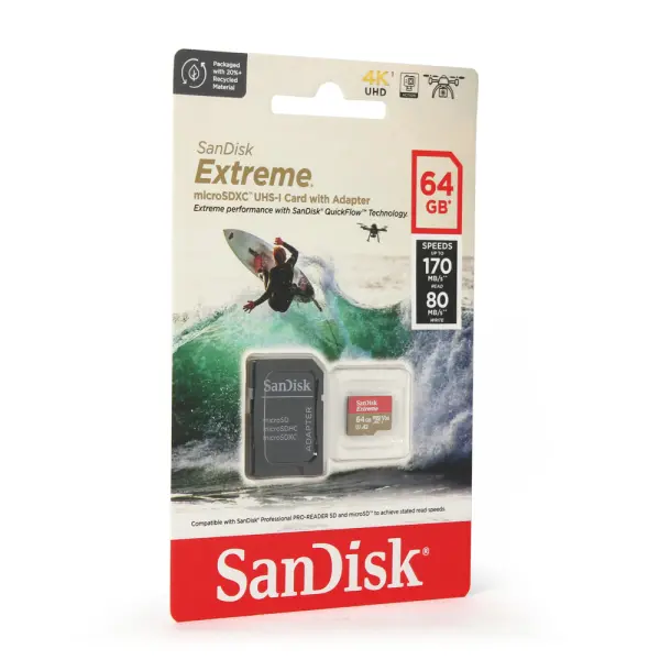 Mem.Kartica SanDisk SDXC Extreme micro 64GB 170 MB/s UHS-I U3 V30+adapter